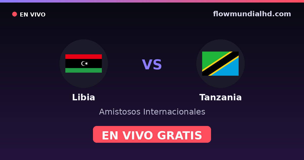 Libia vs Tanzania — Amistosos Internacionales, Clasificación Copa África · historial y dónde ver en vivo gratis en FlowMundial HD