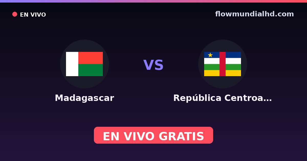 Madagascar vs República Centroafricana — Campeonato Africano de Naciones, World Cup Qual. CAF · historial y dónde ver en vivo gratis en FlowMundial HD