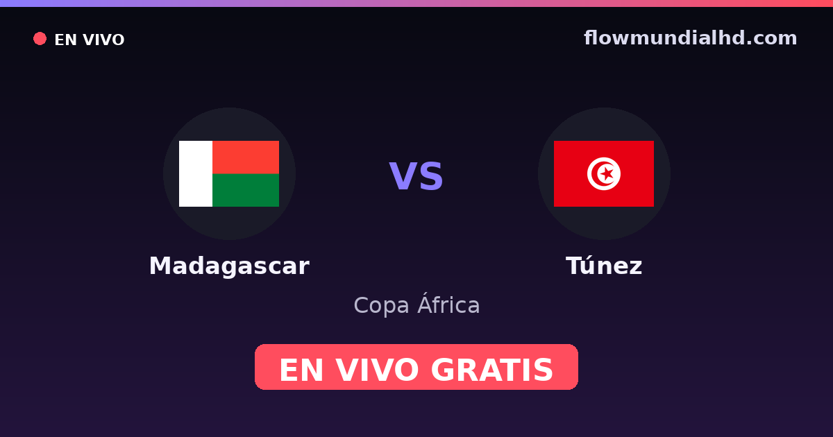 Madagascar vs Túnez — Copa África, Clasificación Copa África · historial y dónde ver en vivo gratis en FlowMundial HD