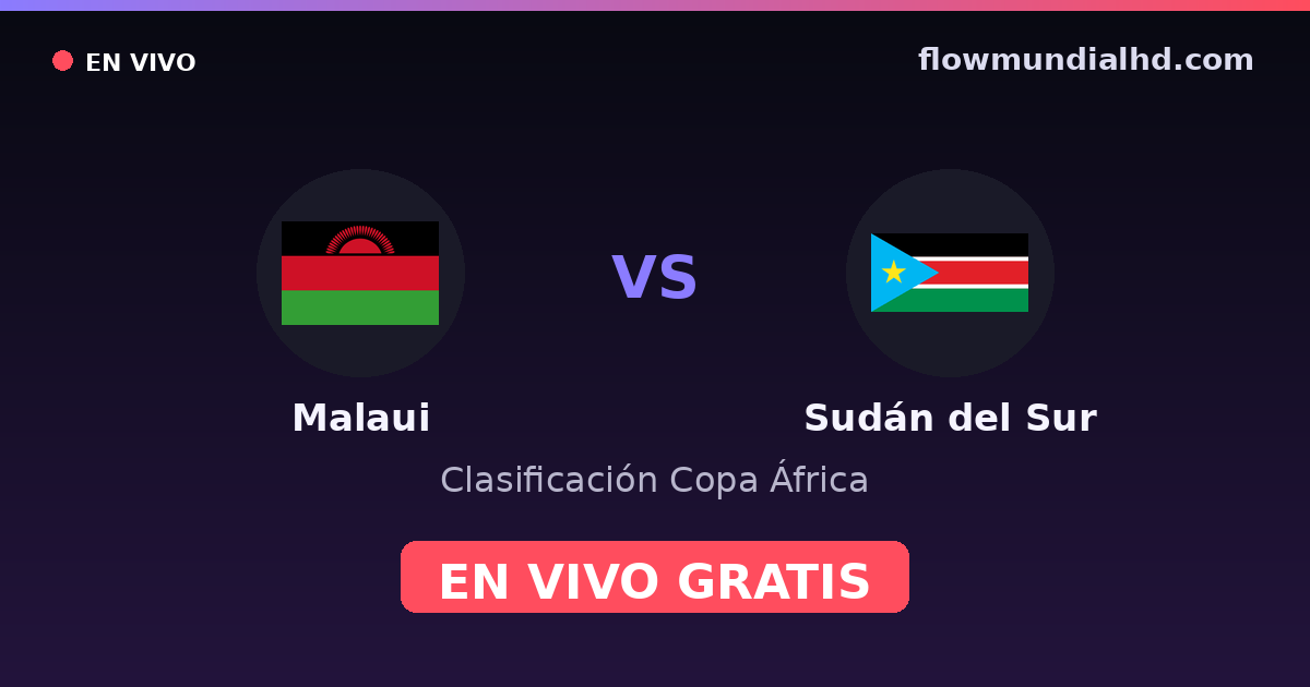 Malaui vs Sudán del Sur — Clasificación Copa África · historial y dónde ver en vivo gratis en FlowMundial HD