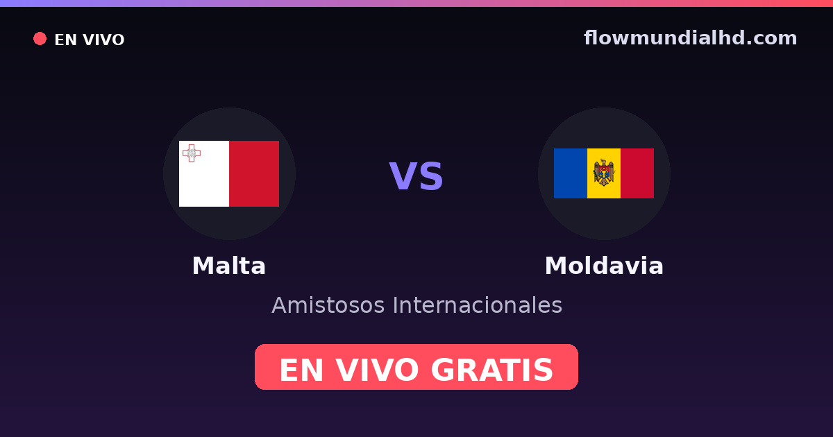 Malta vs Moldavia — Amistosos Internacionales, UEFA Nations League · historial y dónde ver en vivo gratis en FlowMundial HD