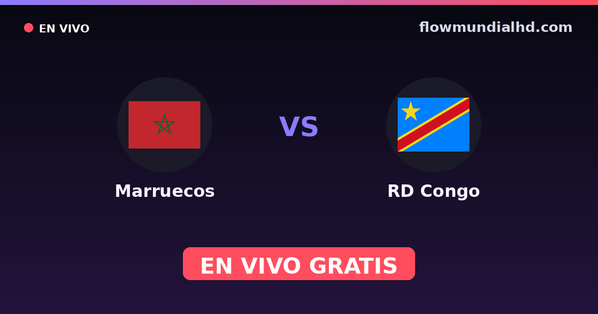 Marruecos vs RD Congo — Campeonato Africano de Naciones, World Cup Qual. CAF  · historial y dónde ver en vivo gratis en FlowMundial HD