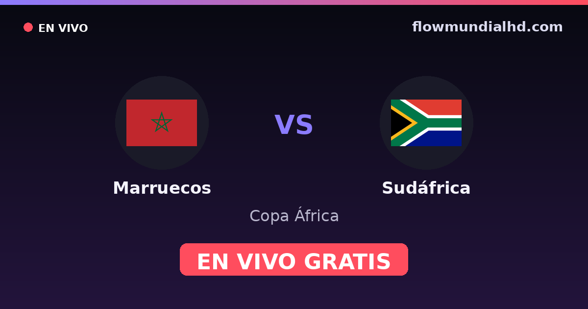 Marruecos vs Sudáfrica — Copa África, Clasificación Copa África · historial y dónde ver en vivo gratis en FlowMundial HD