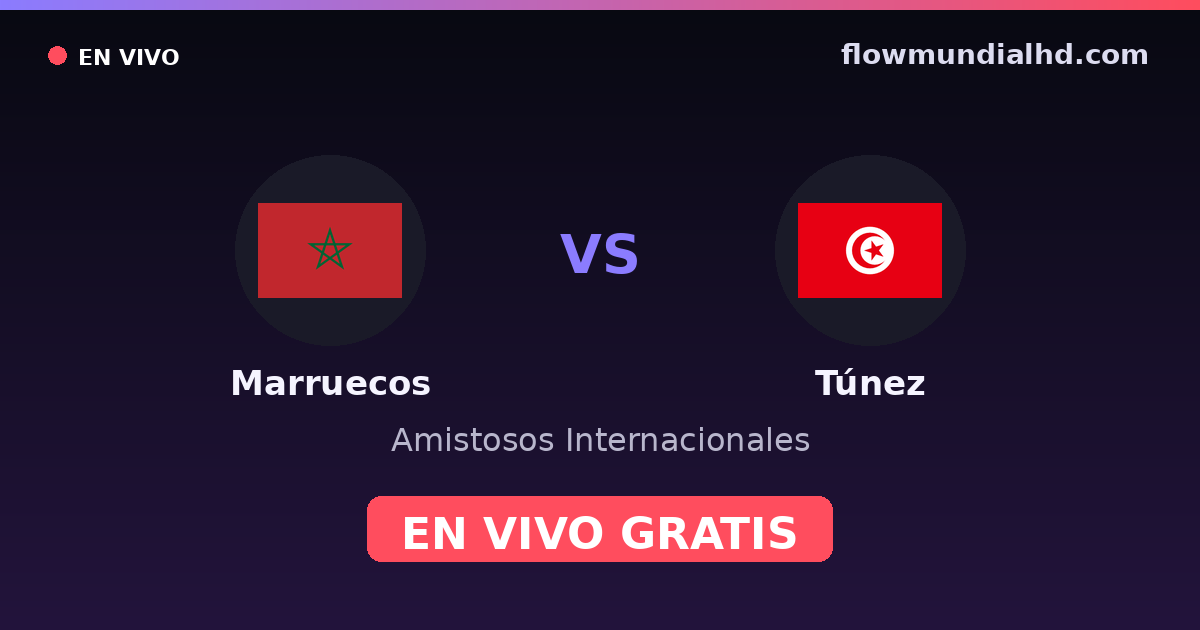 Marruecos vs Túnez — Amistosos Internacionales, Copa África · historial y dónde ver en vivo gratis en FlowMundial HD