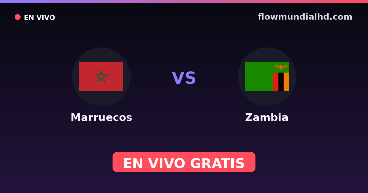 Marruecos vs Zambia — Campeonato Africano de Naciones, World Cup Qual. CAF · historial y dónde ver en vivo gratis en FlowMundial HD