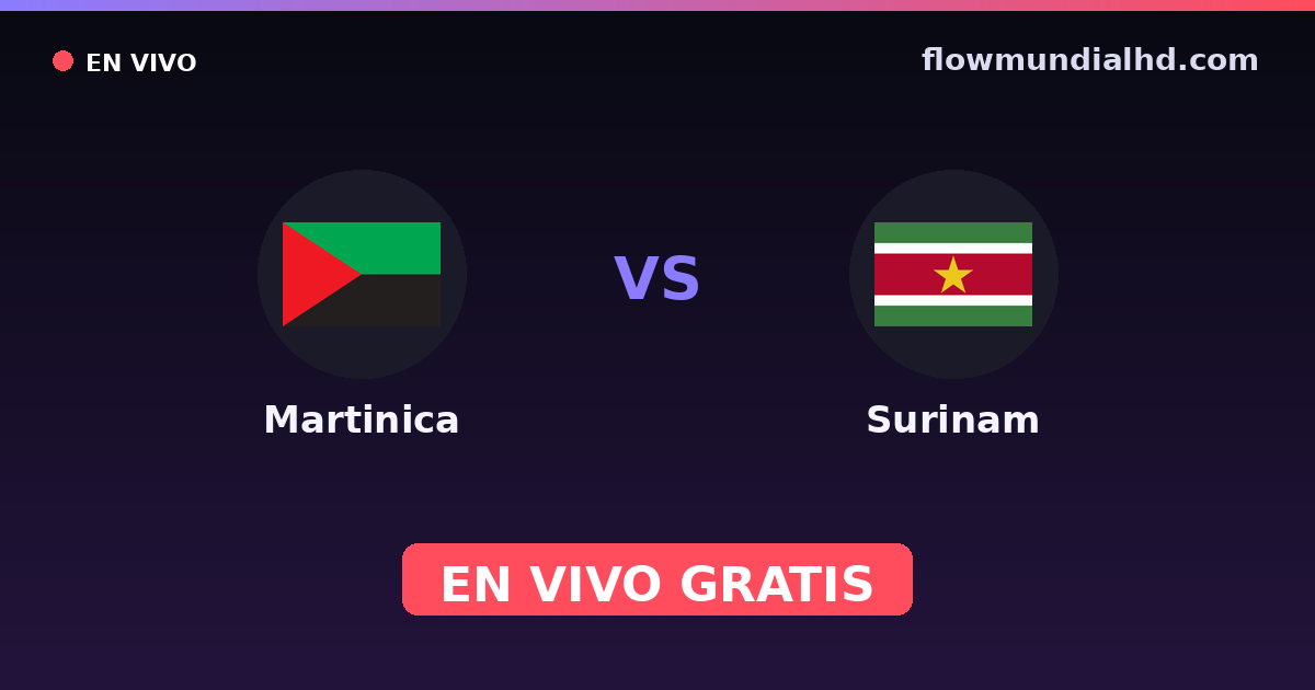 Martinica vs Surinam — Copa del Caribe, Amistosos Internacionales · historial y dónde ver en vivo gratis en FlowMundial HD