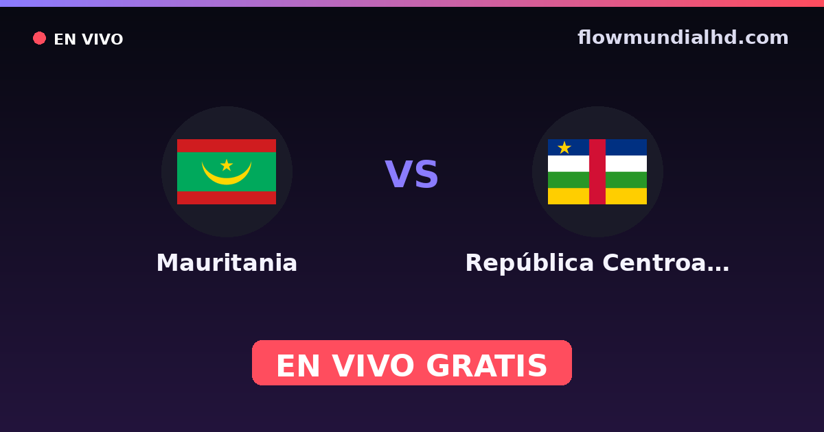 Mauritania vs República Centroafricana — Campeonato Africano de Naciones, Amistosos Internacionales · historial y dónde ver en vivo gratis en FlowMundial HD