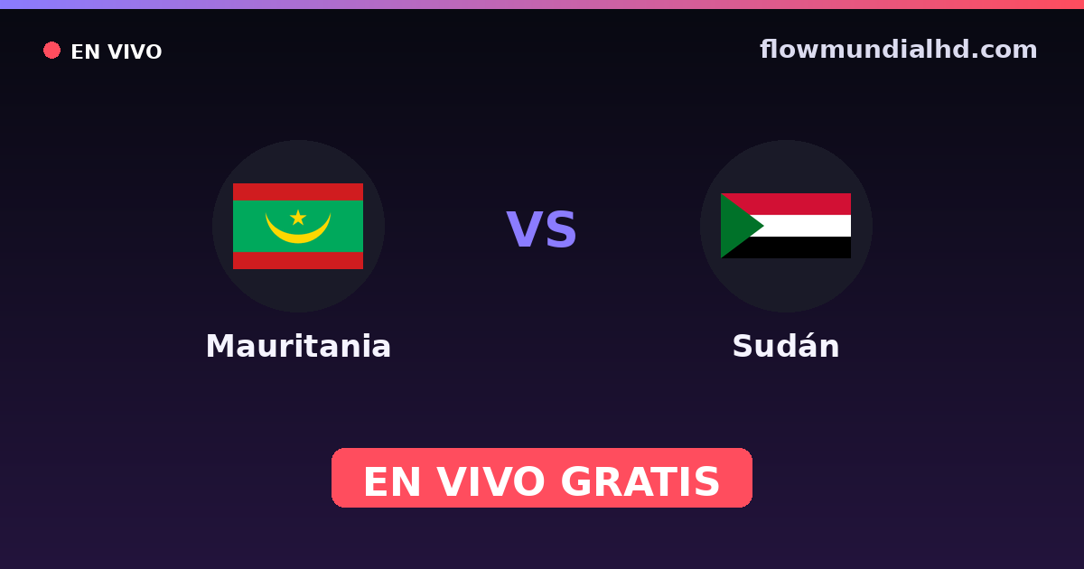 Mauritania vs Sudán — Campeonato Africano de Naciones, World Cup Qual. CAF · historial y dónde ver en vivo gratis en FlowMundial HD