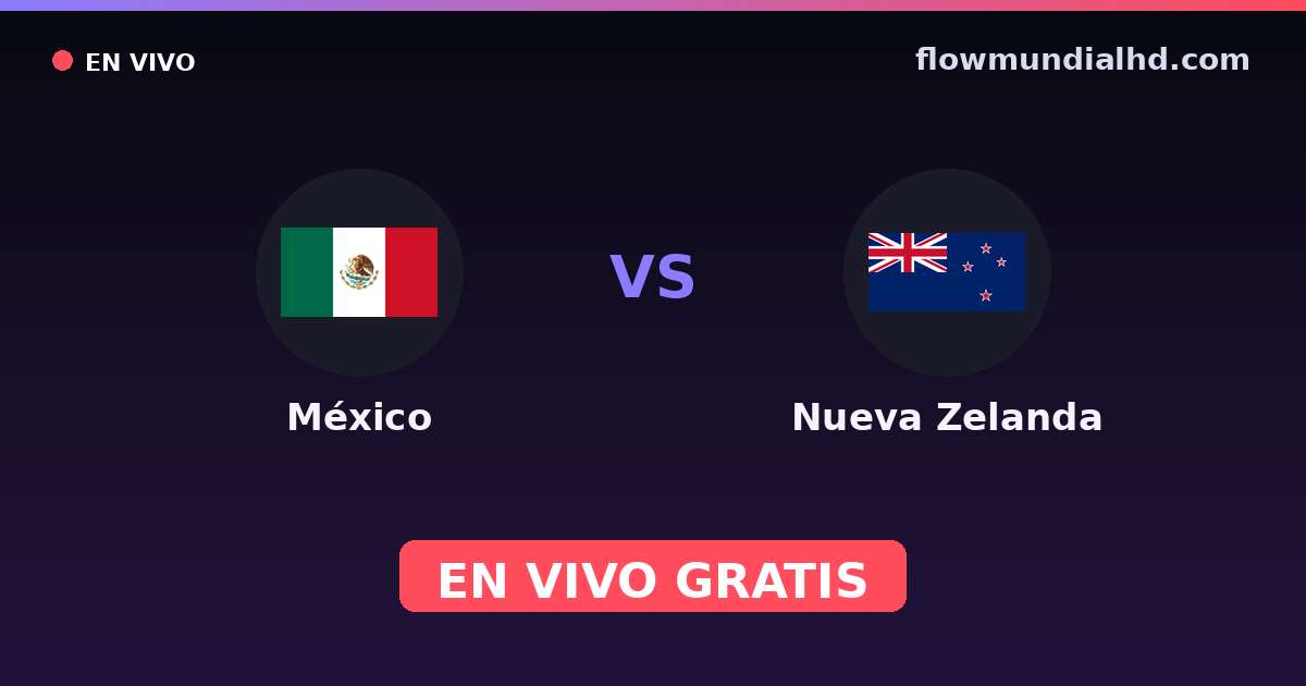 México vs Nueva Zelanda — Confederations Cup, World Championship Qual., Inter-Confederation · historial y dónde ver en vivo gratis en FlowMundial HD