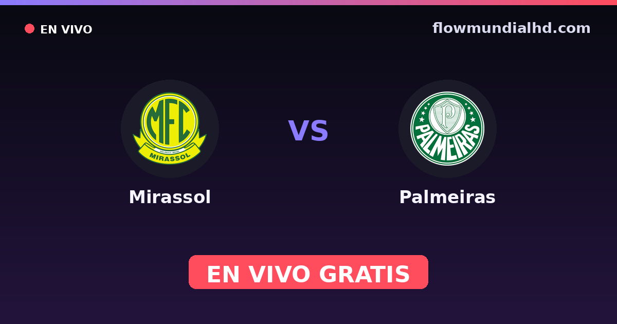 Mirassol vs Palmeiras — Paulista Série A1, Brasileirão Serie A · historial y dónde ver en vivo gratis en FlowMundial HD