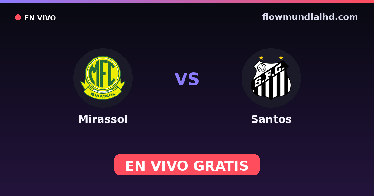 Mirassol vs Santos — Paulista Série A1, Brasileirão Serie A · historial y dónde ver en vivo gratis en FlowMundial HD