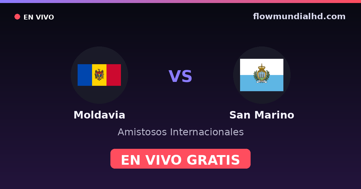 Moldavia vs San Marino — Amistosos Internacionales, Eliminatorias UEFA · historial y dónde ver en vivo gratis en FlowMundial HD