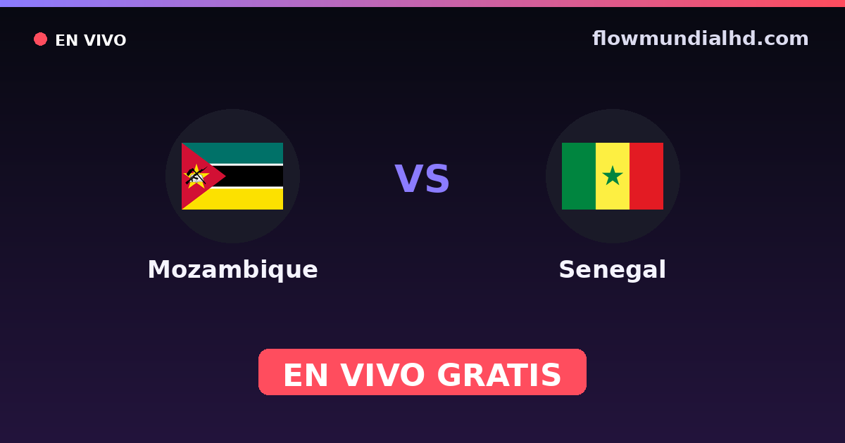 Mozambique vs Senegal — Copa COSAFA, Clasificación Copa África · historial y dónde ver en vivo gratis en FlowMundial HD