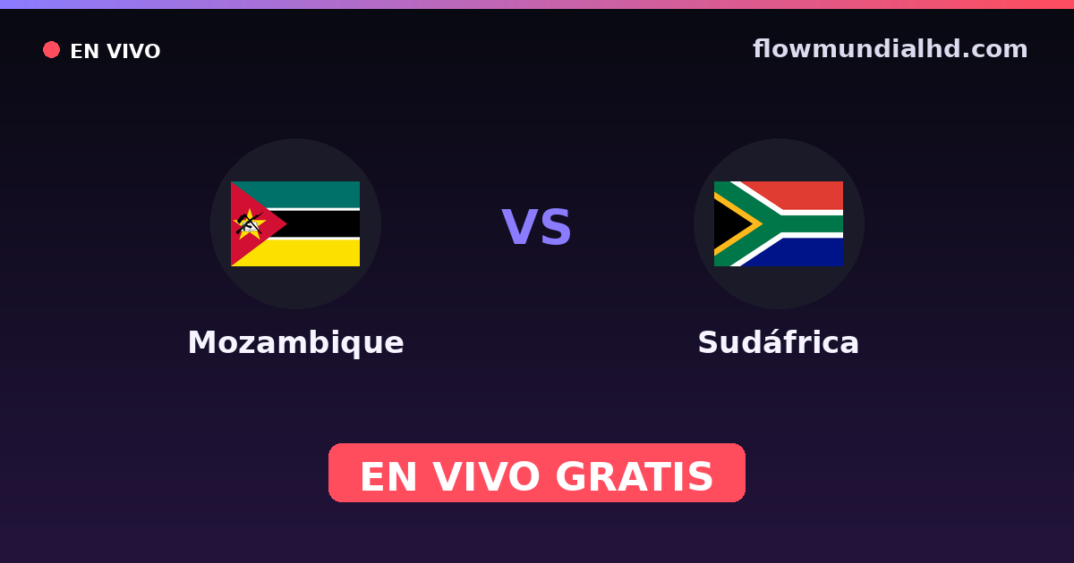 Mozambique vs Sudáfrica — Copa COSAFA, Amistosos Internacionales · historial y dónde ver en vivo gratis en FlowMundial HD
