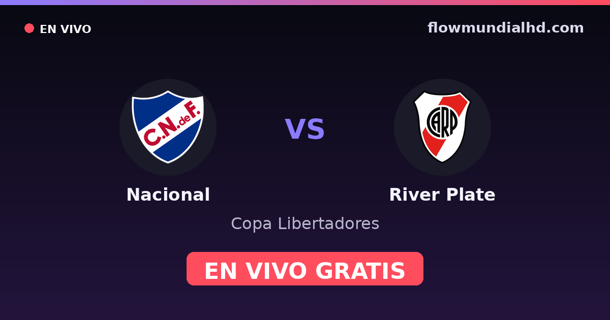 Nacional vs River Plate — Copa Libertadores · historial y dónde ver en vivo gratis en FlowMundial HD