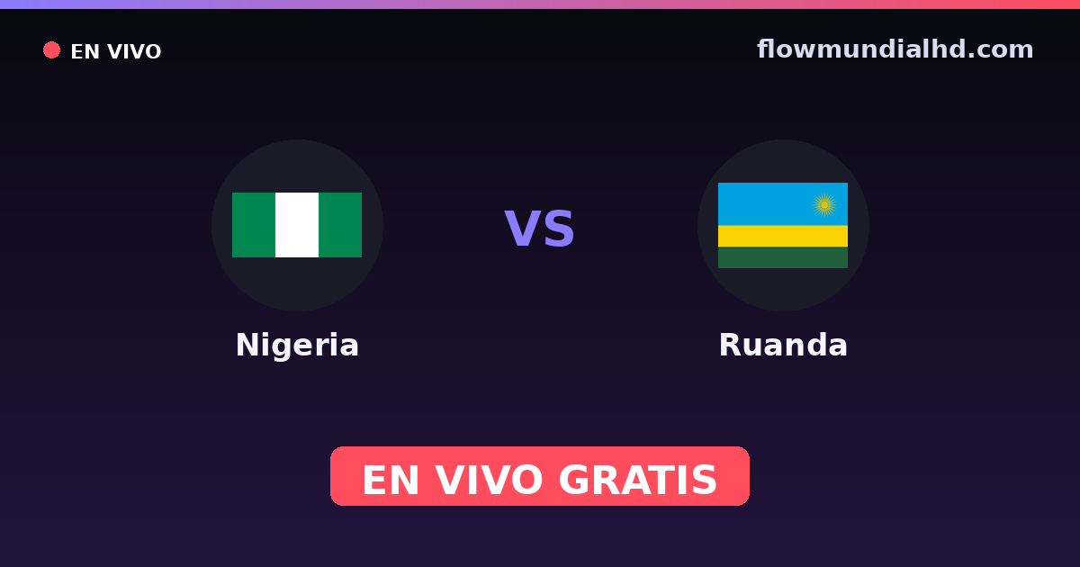 Nigeria vs Ruanda — Campeonato Africano de Naciones, World Cup Qual. CAF · historial y dónde ver en vivo gratis en FlowMundial HD