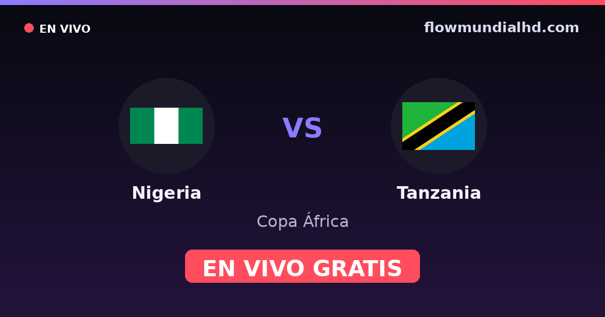 Nigeria vs Tanzania — Copa África, Clasificación Copa África · historial y dónde ver en vivo gratis en FlowMundial HD