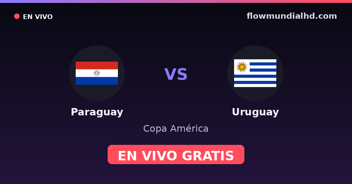 Paraguay vs Uruguay — Copa América, Eliminatorias CONMEBOL · historial y dónde ver en vivo gratis en FlowMundial HD