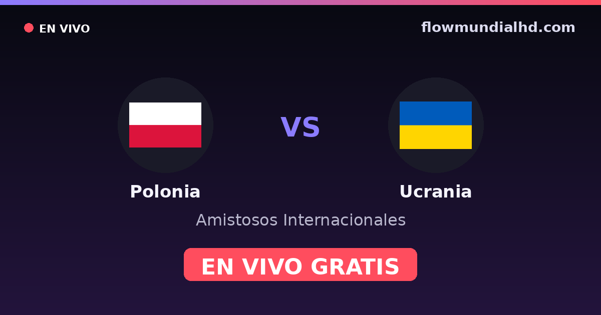 Polonia vs Ucrania — Amistosos Internacionales, Eliminatorias UEFA · historial y dónde ver en vivo gratis en FlowMundial HD