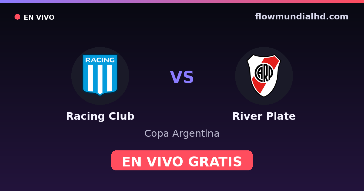 Racing Club vs River Plate — Copa Argentina, Copa Libertadores · historial y dónde ver en vivo gratis en FlowMundial HD