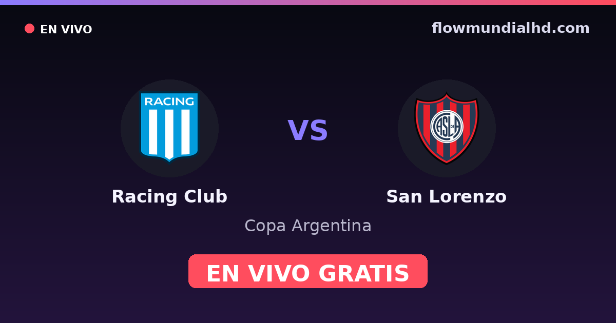 Racing Club vs San Lorenzo — Copa Argentina, Liga Argentina · historial y dónde ver en vivo gratis en FlowMundial HD
