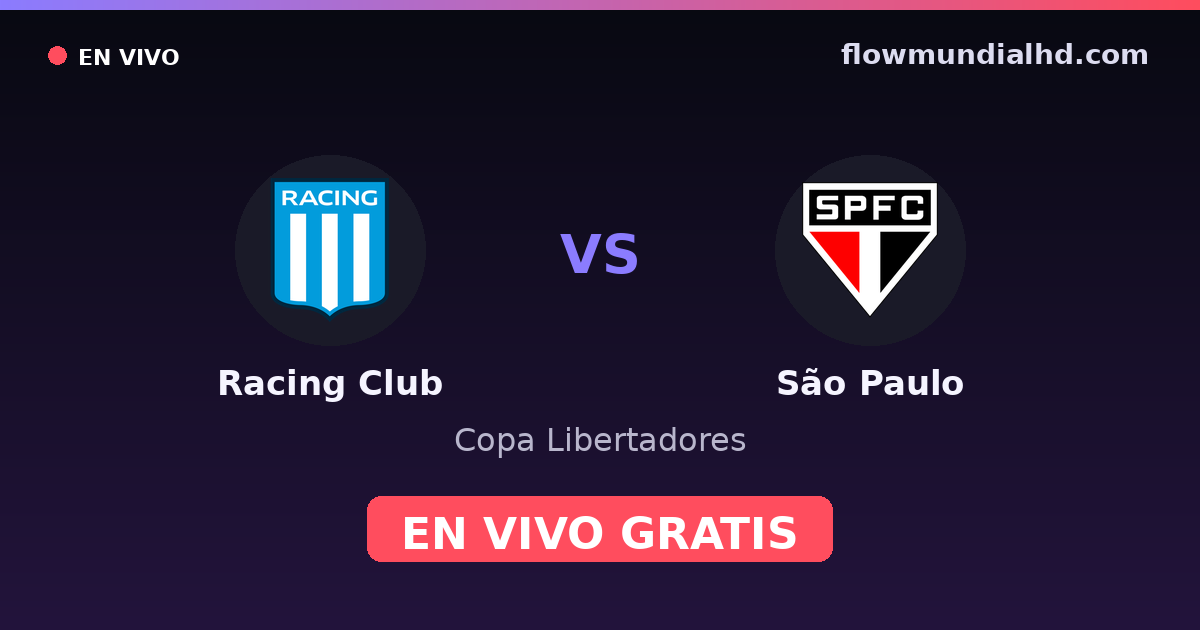Racing Club vs São Paulo — Copa Libertadores · historial y dónde ver en vivo gratis en FlowMundial HD
