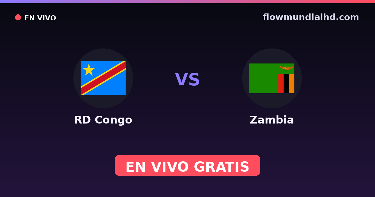 RD Congo vs Zambia — Campeonato Africano de Naciones, Amistosos Internacionales · historial y dónde ver en vivo gratis en FlowMundial HD