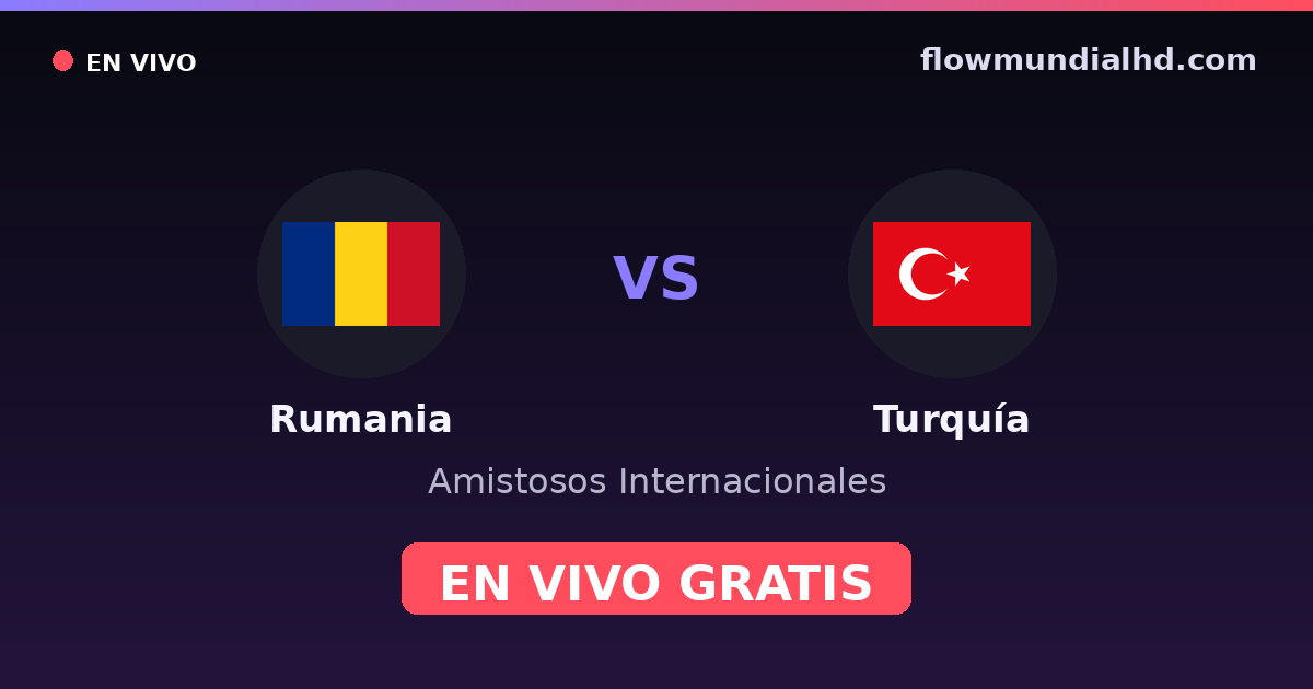 Rumania vs Turquía — Amistosos Internacionales, Eliminatorias UEFA · historial y dónde ver en vivo gratis en FlowMundial HD