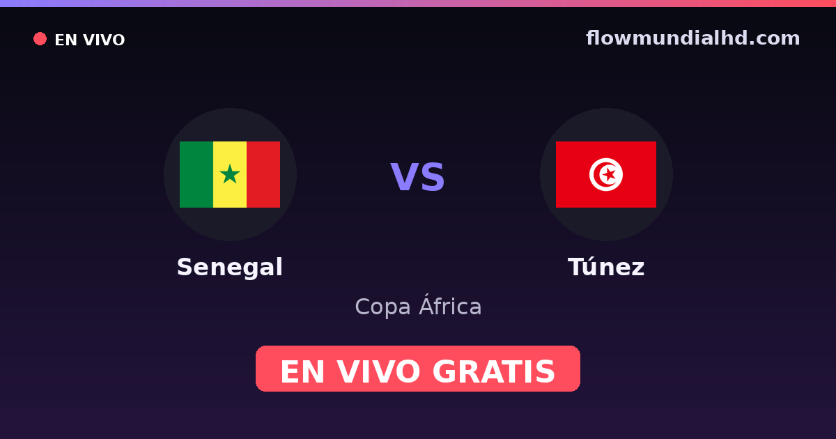 Senegal vs Túnez — Copa África, Clasificación Copa África · historial y dónde ver en vivo gratis en FlowMundial HD