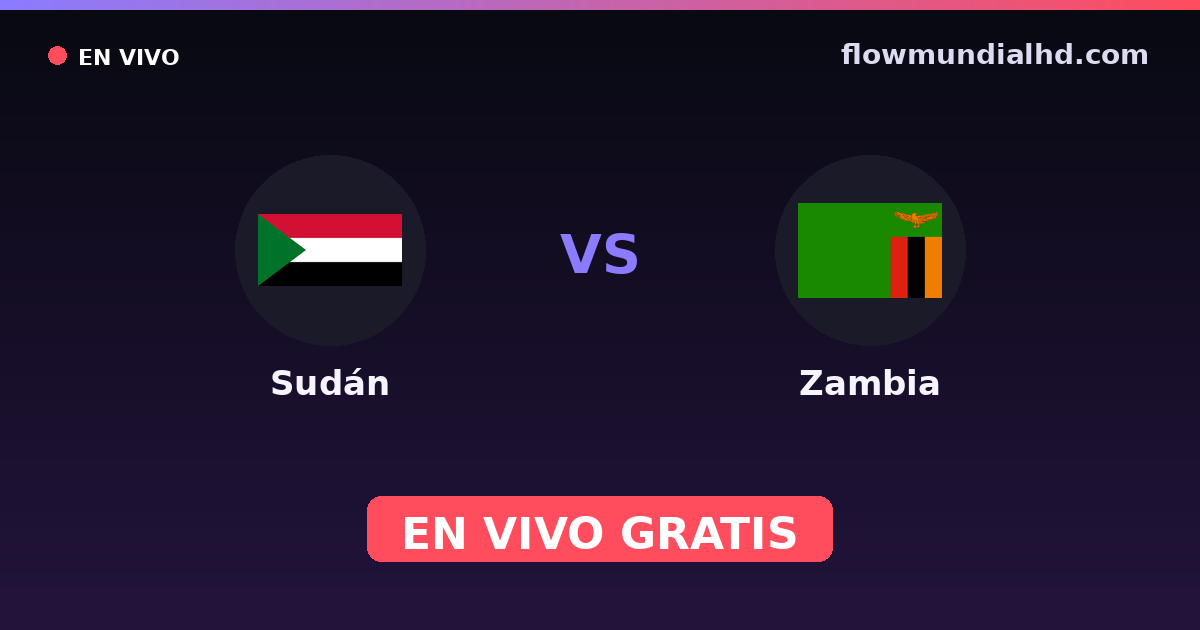 Sudán vs Zambia — Campeonato Africano de Naciones, World Cup Qual. CAF · historial y dónde ver en vivo gratis en FlowMundial HD