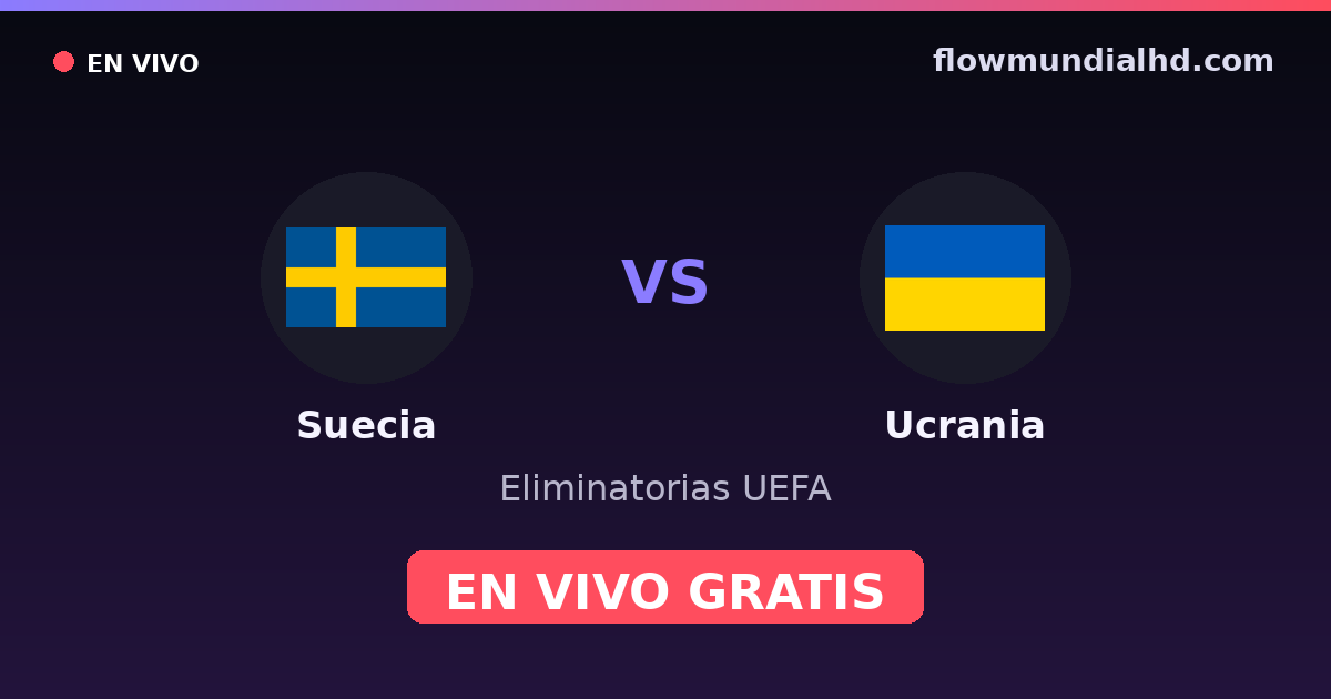 Suecia vs Ucrania — Eliminatorias UEFA, Eurocopa · historial y dónde ver en vivo gratis en FlowMundial HD