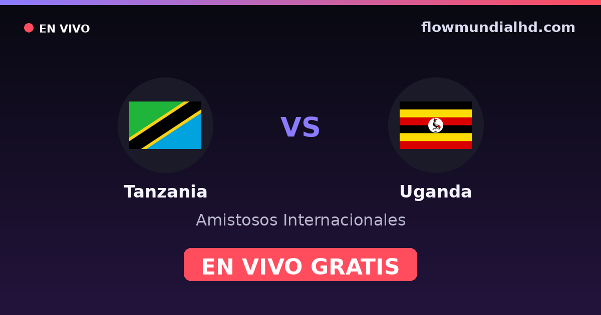 Tanzania vs Uganda — Amistosos Internacionales, Copa África · historial y dónde ver en vivo gratis en FlowMundial HD