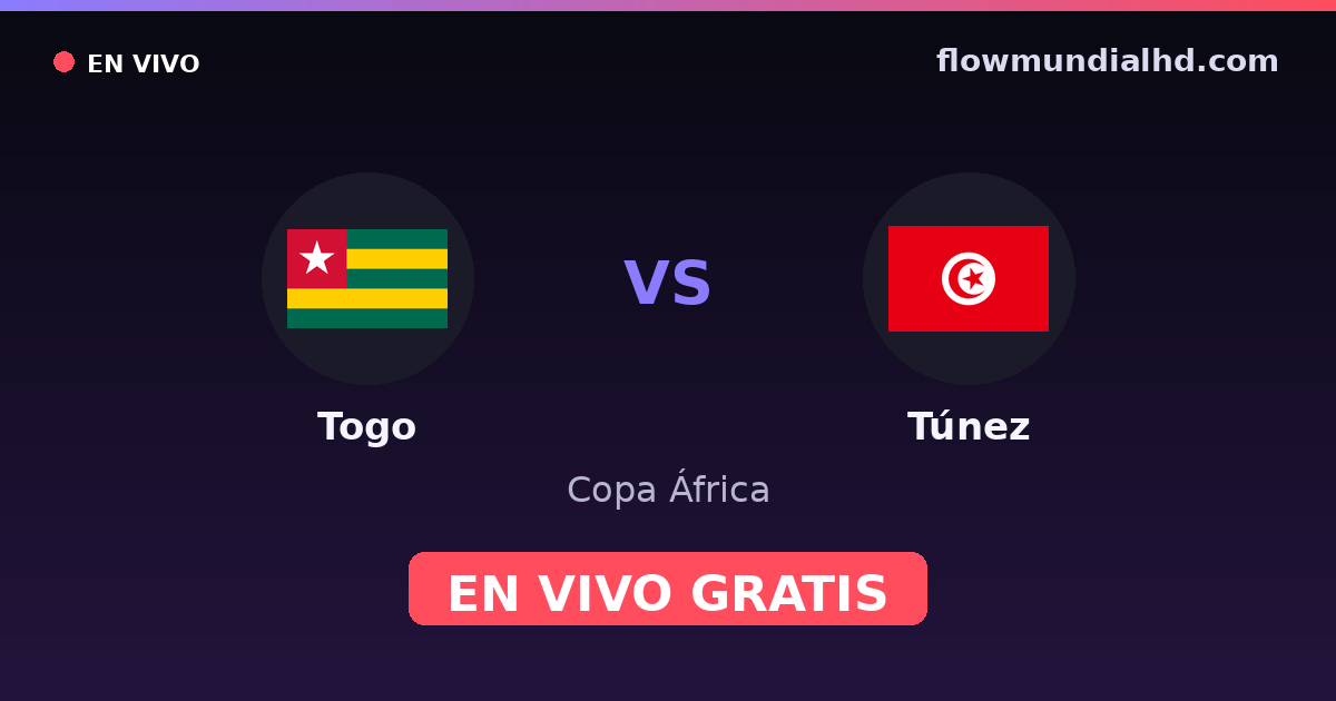 Togo vs Túnez — Copa África, Clasificación Copa África · historial y dónde ver en vivo gratis en FlowMundial HD