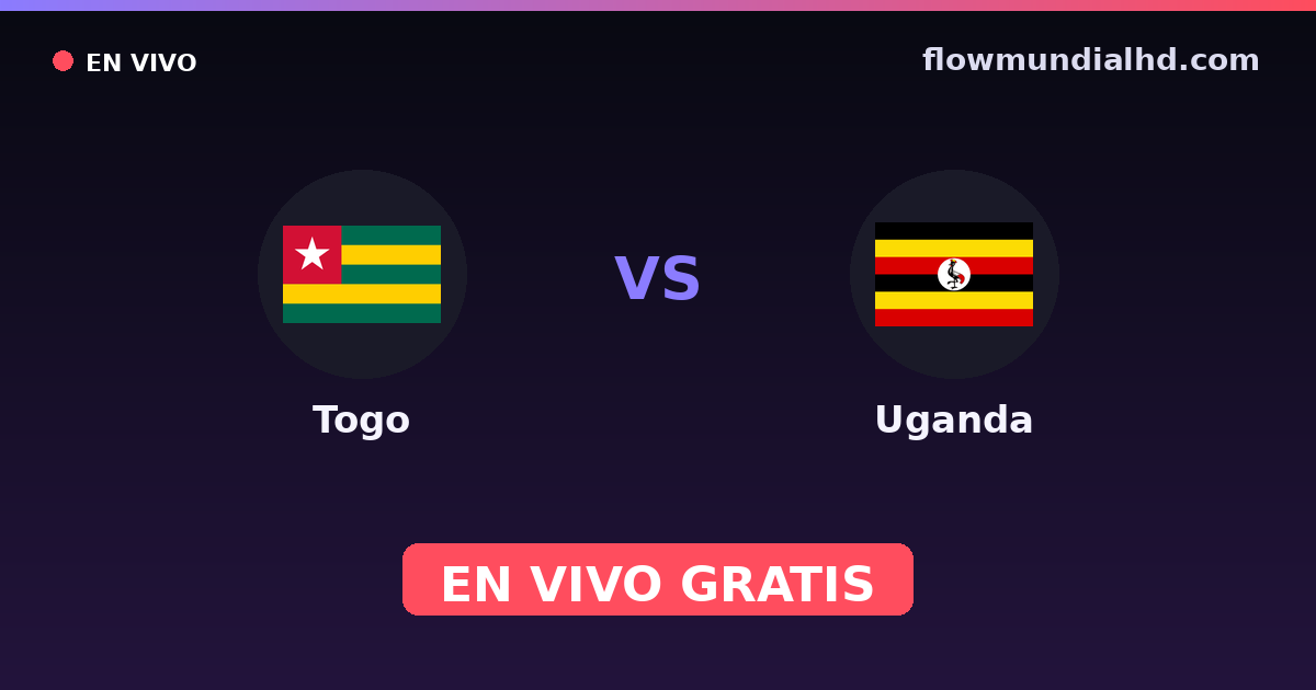 Togo vs Uganda — Campeonato Africano de Naciones, World Cup Qual. CAF · historial y dónde ver en vivo gratis en FlowMundial HD