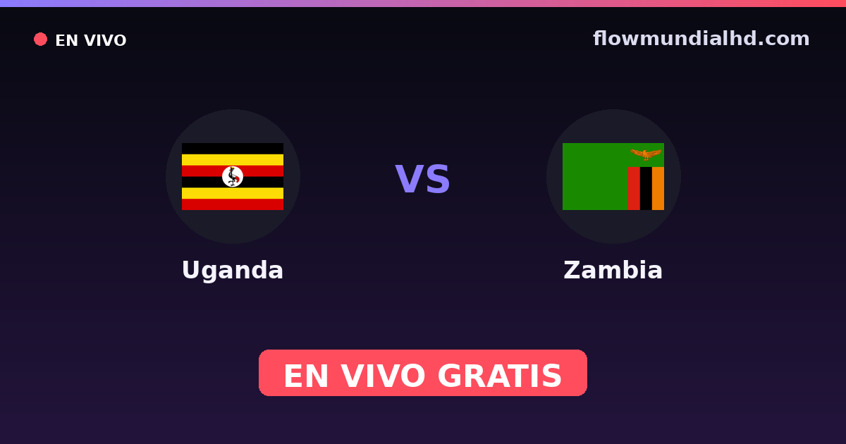 Uganda vs Zambia — Campeonato Africano de Naciones, Amistosos Internacionales · historial y dónde ver en vivo gratis en FlowMundial HD