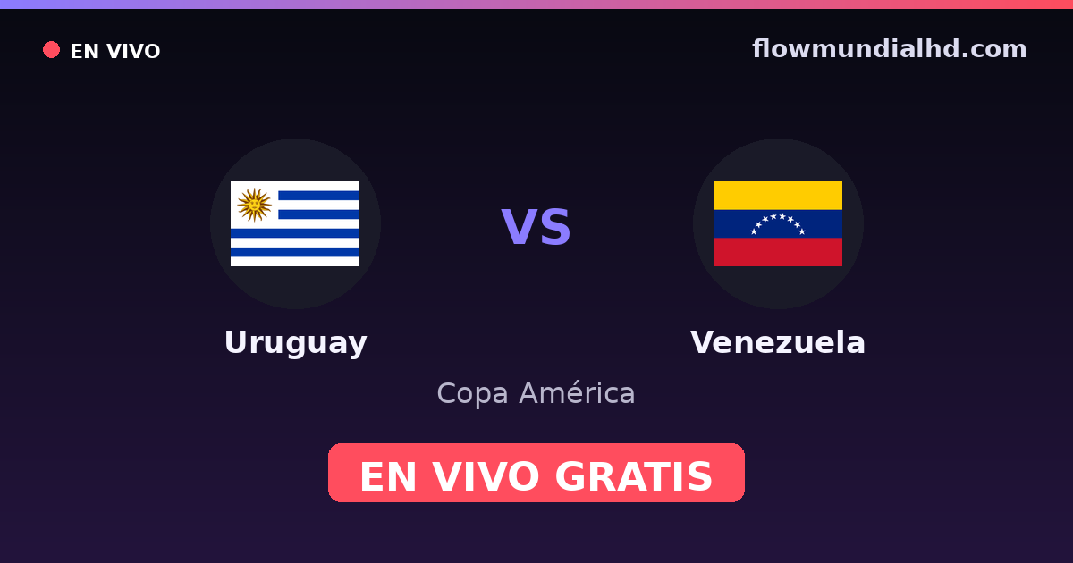Uruguay vs Venezuela — Copa América, Eliminatorias CONMEBOL · historial y dónde ver en vivo gratis en FlowMundial HD