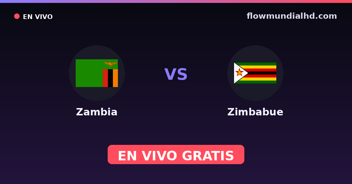 Zambia vs Zimbabue — Campeonato Africano de Naciones, Copa COSAFA · historial y dónde ver en vivo gratis en FlowMundial HD