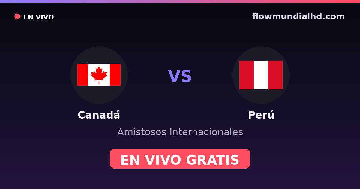 Canadá vs Perú — Amistosos Internacionales — 3 de octubre de 2026, 18:00 UTC · ver en vivo gratis en FlowMundial HD