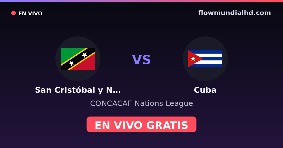 San Cristóbal y Nieves vs Cuba — CONCACAF Nations League — 2 de octubre de 2026, 21:00 UTC · ver en vivo gratis en FlowMundial HD